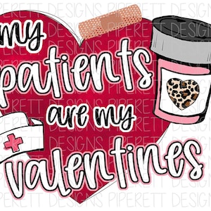 My Patients are my Valentines Nurse Medical Doctor Leopard Cheetah Print Watercolor Clipart PNG Digital Download Sublimation Shirt Design