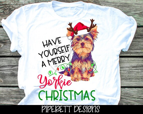 Yorkie Dogs Christmas Tree T-Shirt – Yorkshire Terrier Dog Lover Unisex Tee Gift For Mom, Dad