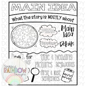 DIY Printable Traceable Jumbo Main Idea Key Details Anchor Chart Classroom Tools Graphic Organizer 2nd Grade Reading Teacher