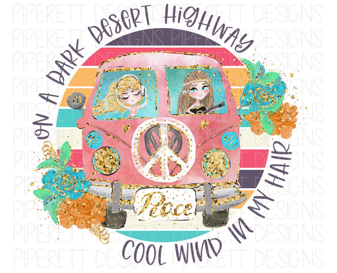 On a Dark Desert Highway Music Quote Clipart PNG Digital Download