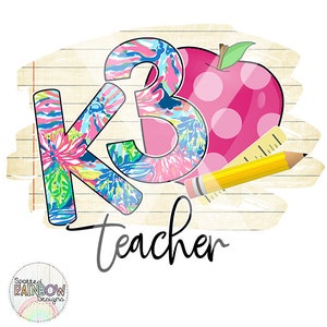 K3 PreK Pre-Kindergarten Grade Level Shirt Teacher Apple Colorful Floral Preppy Pattern Digital Design Sublimation Clipart PNG Download Copy