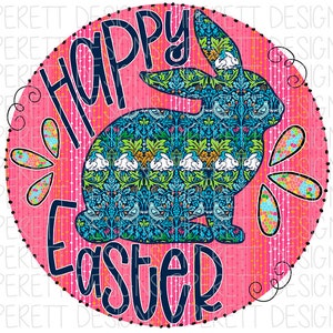 Happy Easter Bunny Rabbit Preppy Pattern Clipart PNG Digital Download Sublimation Shirt Design