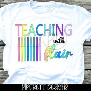 Teaching with Flair Teacher Digital Design Sublimation Clipart PNG Download