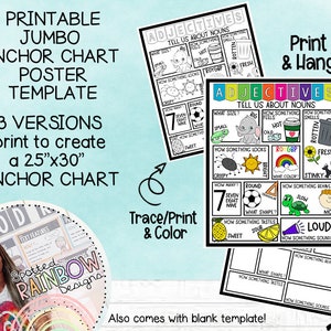 DIY Printable Traceable Jumbo Anchor Chart Template Adjectives Language ...