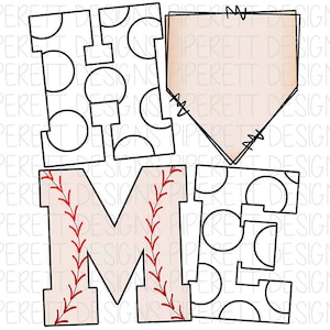 HOME Baseball Blank Add Your Own Colors Team Name Clipart PNG Digital Download Sublimation Design
