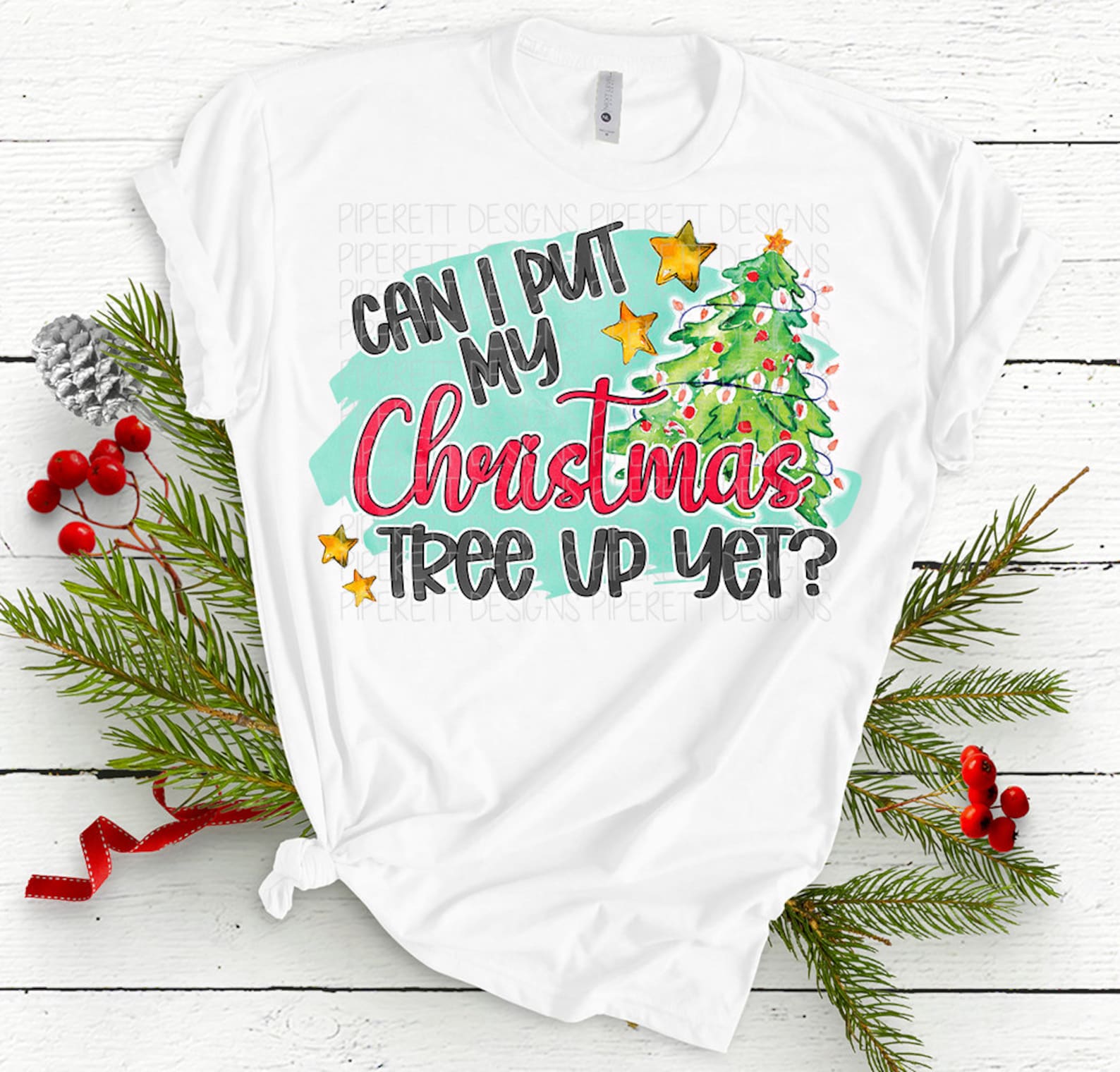 Can I Put My Christmas Tree up Yet Christmas Lover Watercolor Etsy