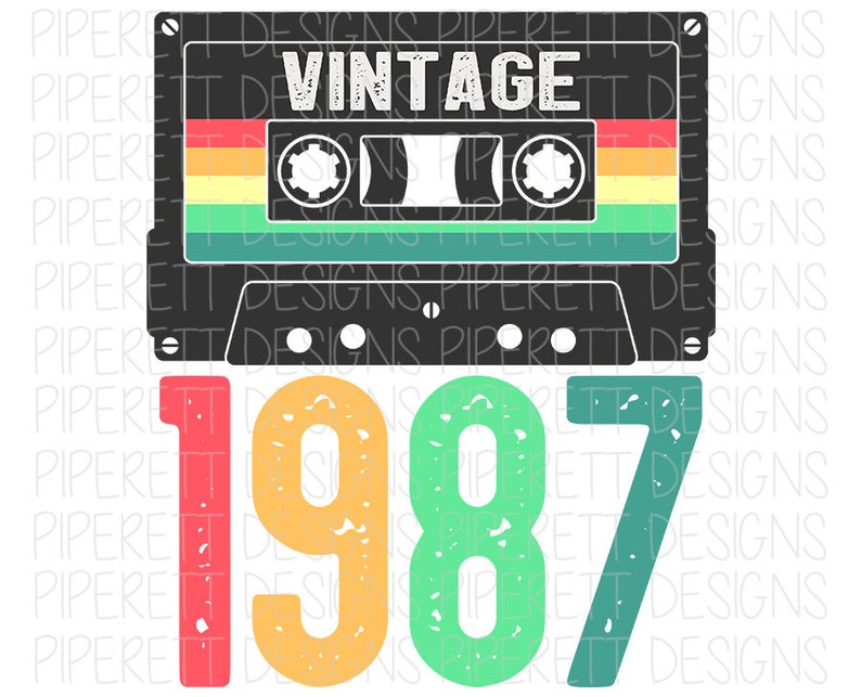 Download Vintage 1987 Cassette Tape Retro Year Birthday Clipart PNG ...