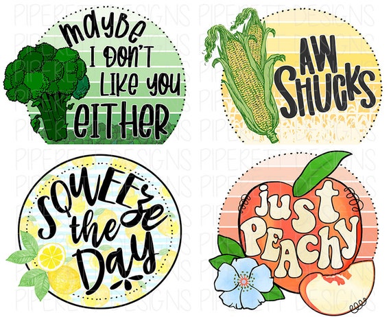 Funny Kitchen Towels Decorative Set of 4 Vegetables Sayings
