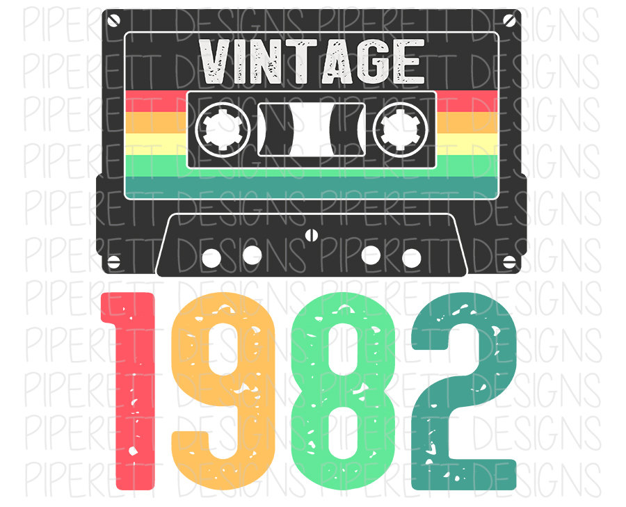 Vintage 1982 Cassette Tape Retro Year Birthday Clipart PNG - Etsy