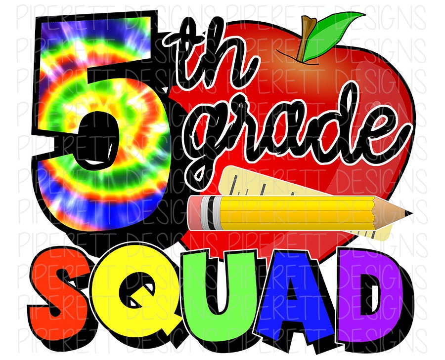 Tie Dye Rainbow 5th Grade Squad Grade Level Shirt Fifth Etsy