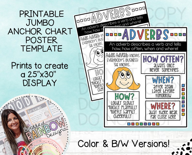 DIY Printable Traceable Jumbo Anchor Chart Template Adverbs | Etsy