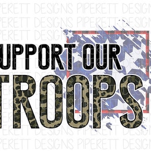 Support Our Troops Military Flag Camo Camouflage Leopard Print Cheetah Print PNG Digital Download Sublimation Shirt Design