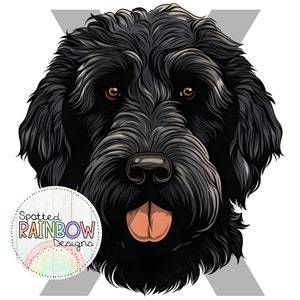 Black Goldendoodle Doodle Dog Commercial Use Clipart PNG Digital Download Sublimation Shirt Design