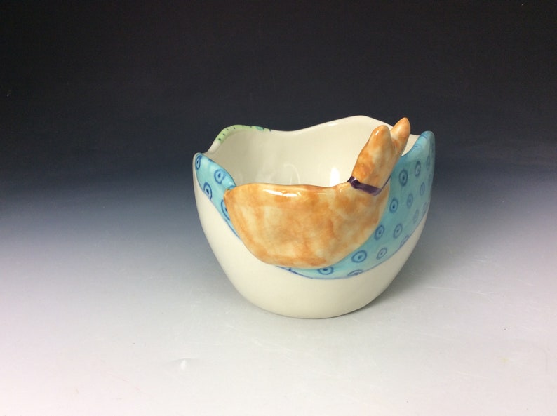 porcelain 18 ounce oval bowl Cats