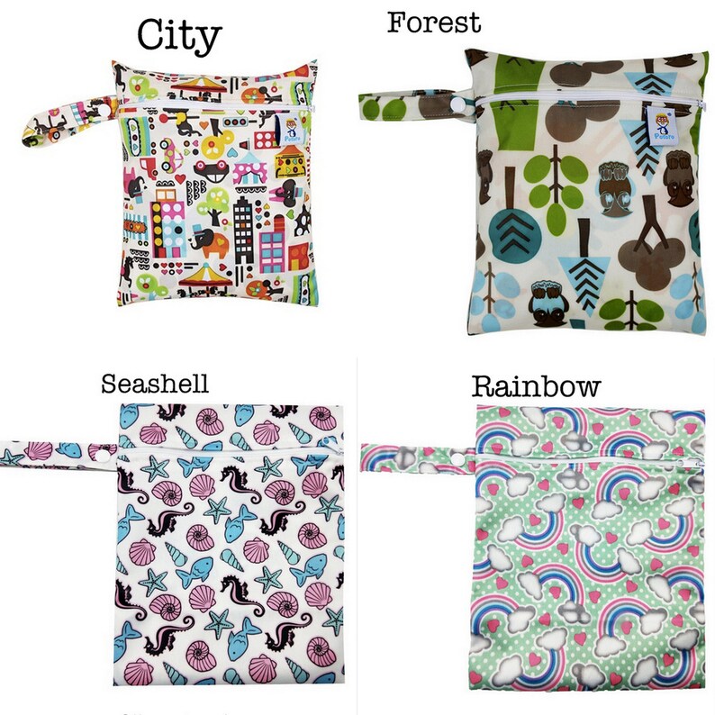 DIAPER WET BAG Nappy Printed Bags Travel Wet Dry Bags Diaper Bag Swimwear Organiser Reusable Free Shipping Size 25x20cm