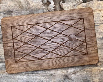 White Oak Wood Cutting Board with Diamond-Pattern Juice Grid