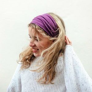 BIO breites Stirnband in vielen Farben, locker gerafft aus elastischem Single Jersey lovely lilac