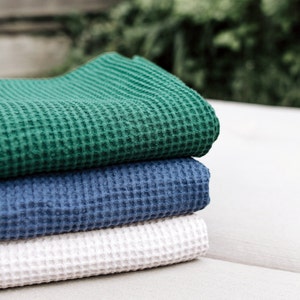 ORGANIC bath towel outdoor cotton waffle fabric image 3