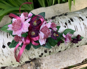 Pink Shades Artificial Flower Corsage, Wedding, Prom, Anniversary