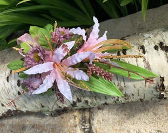 Pink Nerine Artificial Flower Wrist Corsage, Anniversary, Wedding, Prom.