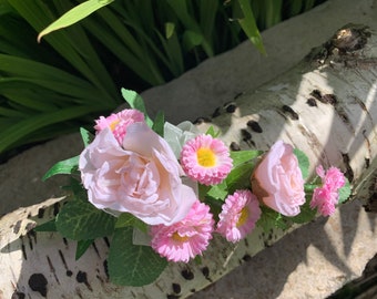 Pink Rose and Daisy Artificial Flower Corsage, Anniversary,Prom, Wedding, Baby Shower.