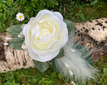 Ivory Rose Wrist Corsage, Wedding, Prom, Anniversary.