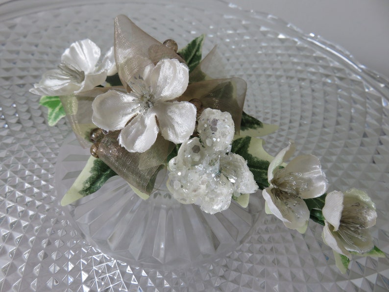 Prom Anniversary. Christmas Rose Corsage Wedding Bronze and Cream