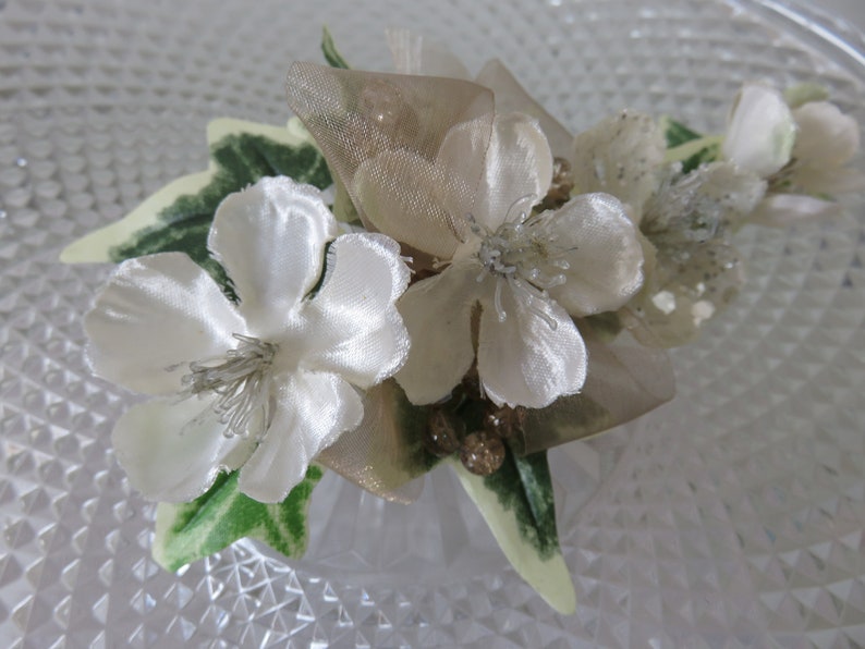 Prom Anniversary. Christmas Rose Corsage Wedding Bronze and Cream