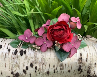 Red Rose Artificial Flower Wrist Corsage, Wedding, Prom, Anniversary.