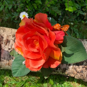 Orange Rose Wrist Corsage, Wedding, Prom, Anniversary.
