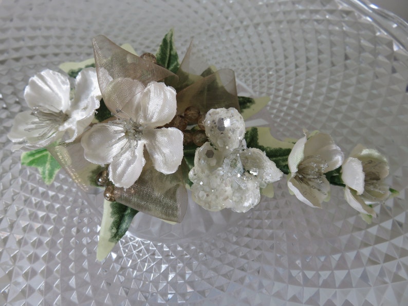 Prom Anniversary. Christmas Rose Corsage Wedding Bronze and Cream