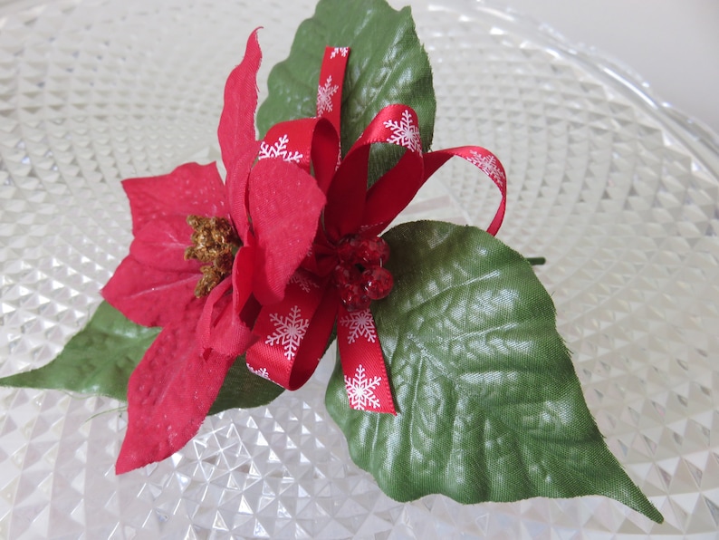 Prom Red Poinsettia Buttonhole Anniversary Wedding Christmas