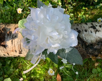 Ivory Artificial Christmas Wrist Corsage