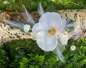 White Artificial Orchid Wrist Corsage.