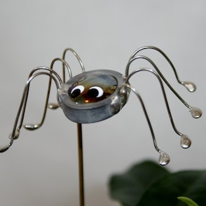 Stained Glass Halloween Spider Plant Stakes, Garden Art