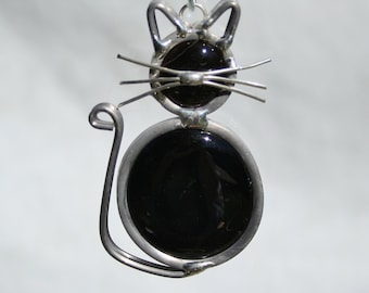 Stained Glass Cat Ornament, Black Cat Suncatcher