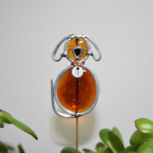 Glasmalerei-Hundepfahl mit personalisiertem Halsband, Hundegarten-Kunst