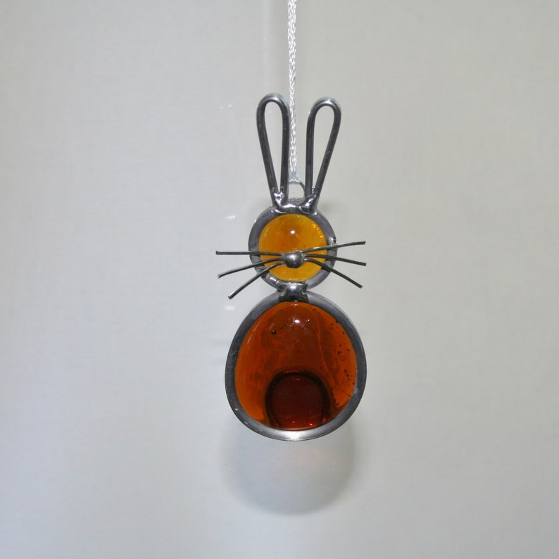 Stained Glass Bunny Rabbit Ornament Amber Bunny Suncatcher Etsy