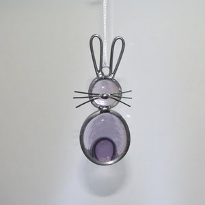 Stained Glass Bunny Rabbit Ornament, Lavender Bunny Suncatcher