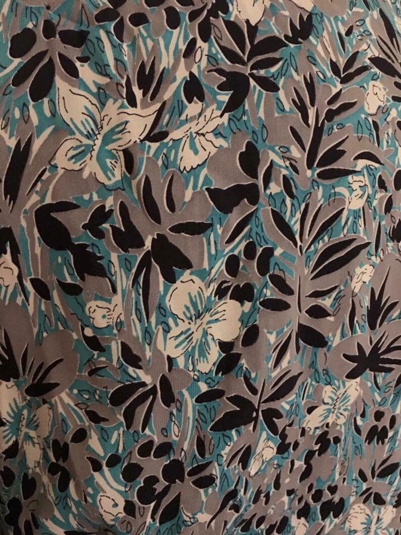 1940s 1950s rayon silk novelty print peplum jacket size L XL
