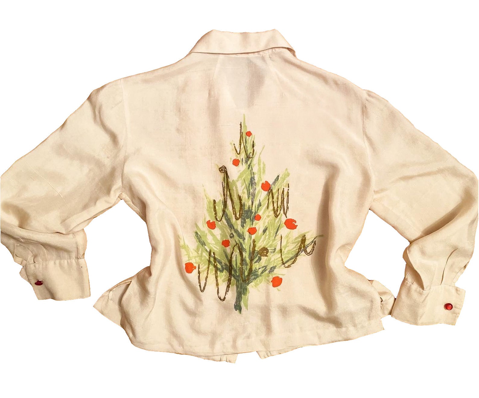 1950s Hand Painted Silk Blouse 