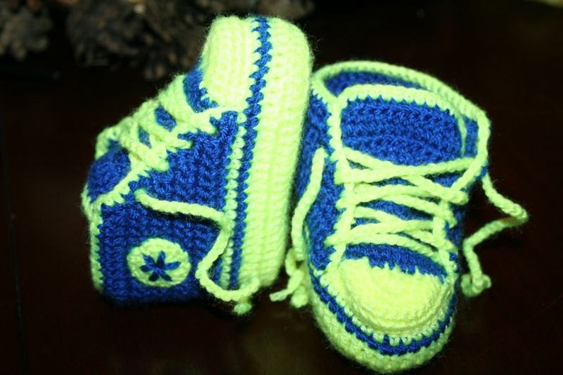 Crochet baby boy booties blue baby chucks baby sneakers Etsy