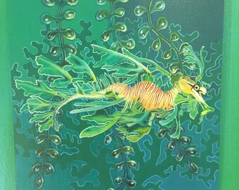 Giclee print of 'Leafy Sea Dragon' original acrylic painting from the 'Seahorse' series.