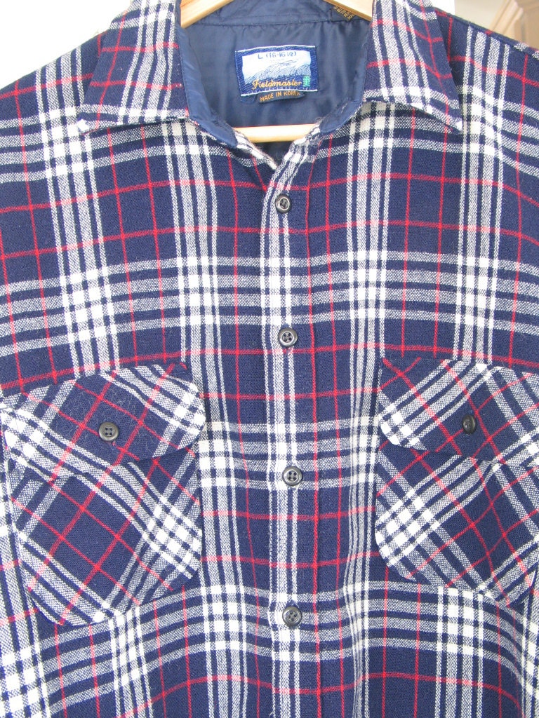 Blue Plaid Men's FIELD MASTER Wool Acrylic Flannel Shirt - Etsy