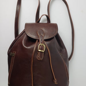 Vintage Brown Leather Backpack I Fratelli Firenzi Large Rucksack City Slingbag Travel Italy circa 1990&#39;s