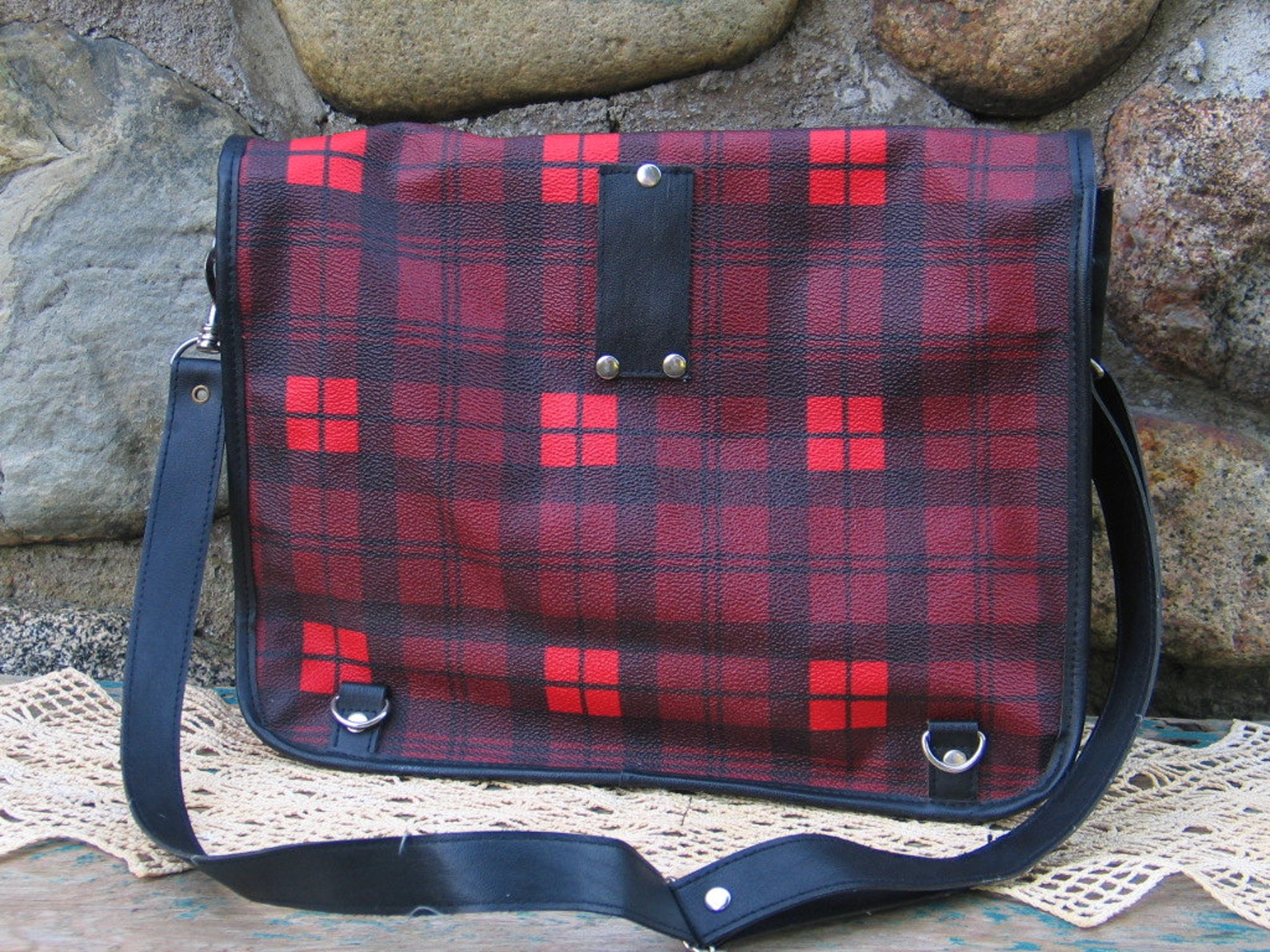 VIntage 1960s Plaid Book bag School bag Unisex Carry on by | Etsy