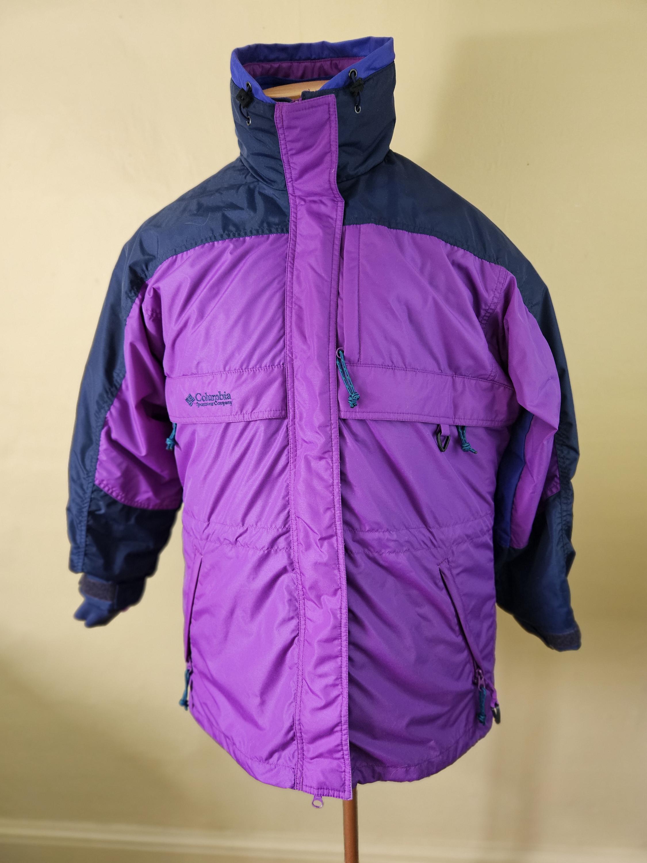 Parka Vintage Columbia Années 90 - Taille L, Couleurs Vives évasées, Occasion Avec Défauts