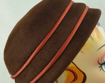 Vtg 1960s Mr. John Jr Halle Brothers Pumpkin Orange Velvet Cloche Hat il_340x270.3714024068_7l30.jpg main image 3