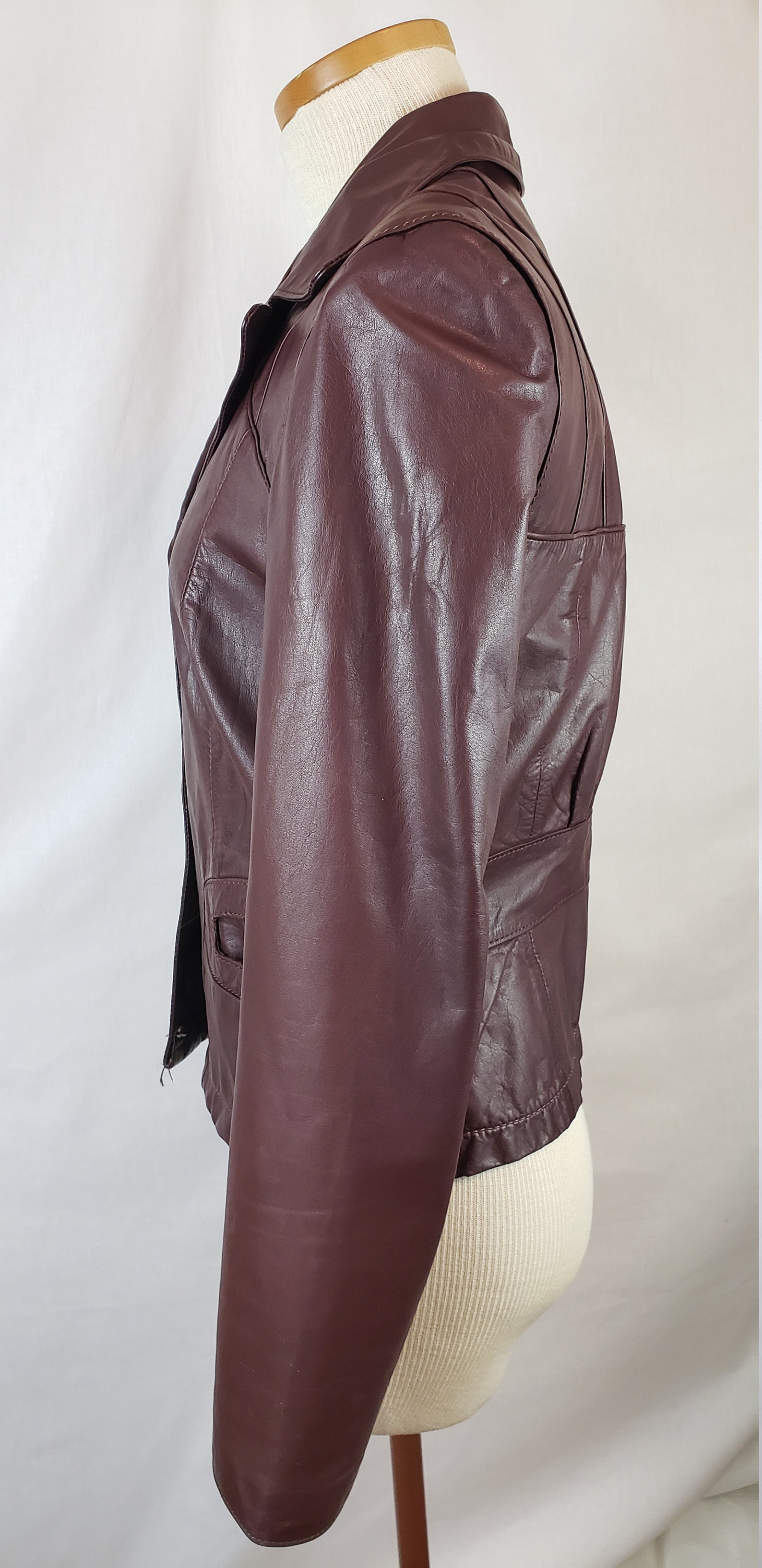Vintage Women's Burgundy Leather Retro Fitted Jacket | Etsy