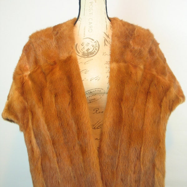 1950's Mahogany Red Mink Stole Luxurious Wrap size sm-md Mad Men Rockabilly Viva Las Vegas Pin Up Photo Prop excellent vintage condition.